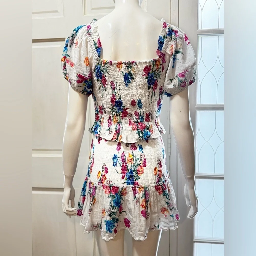 LoveShackFancy 100% Cotton JARRAH Coquette Fun Floral Short Dress Sz Small L#34